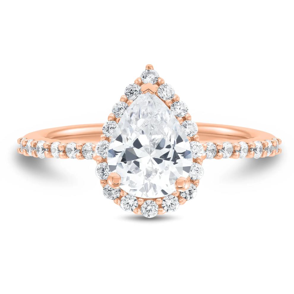 Lab Grown Diamond Pear-Shaped Halo Engagement Ring in 14K Rose Gold (1 3/4 ct. tw.) – Image 1 of 3