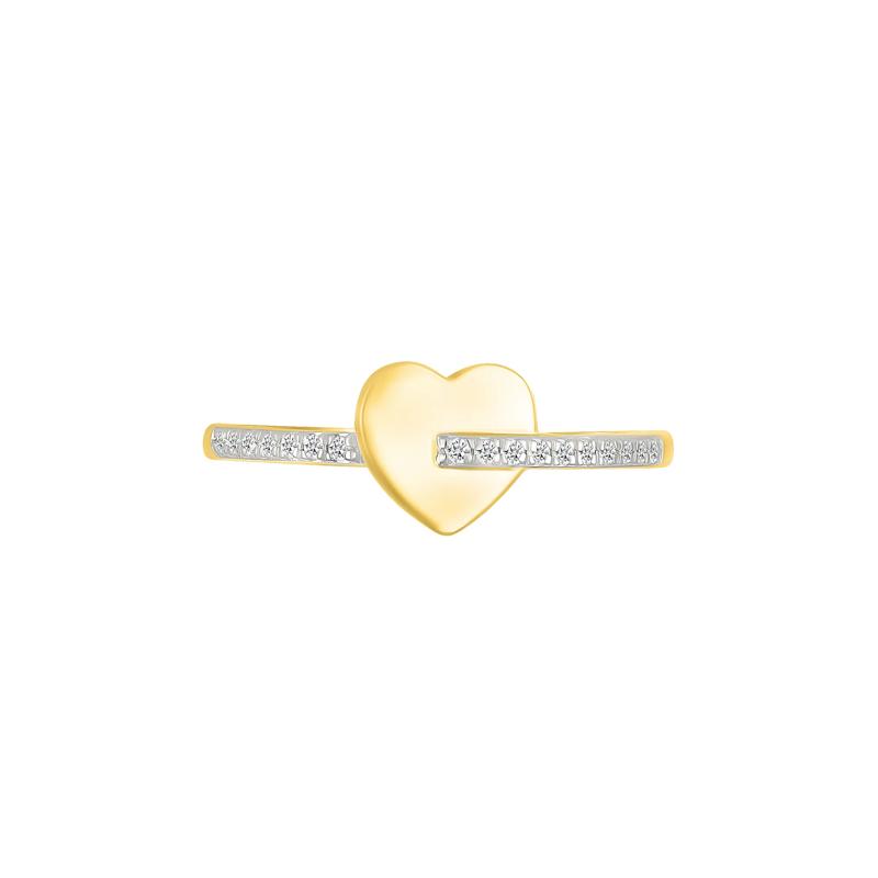 Diamond Heart Ring in 10K Yellow Gold &#40;1/10 ct. tw.&#41; – Image 4 of 5
