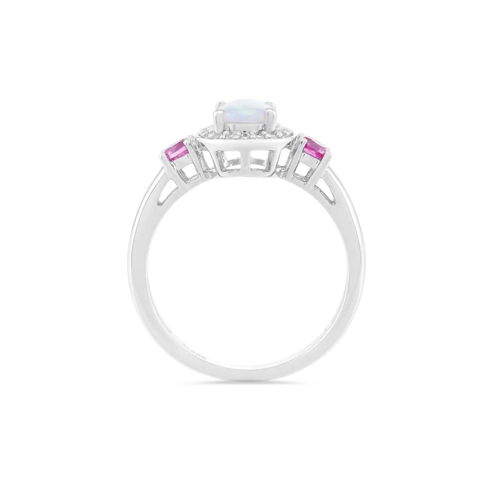 Lab-Created Opal &amp; Lab-Created Pink &amp; White Sapphire Ring in Sterling Silver – Image 2 of 4