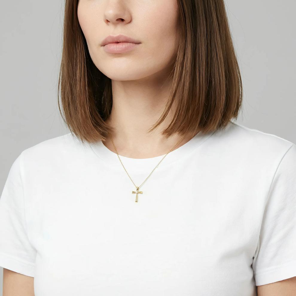 Diamond Cross Pendant in 10K Yellow Gold – Image 3 of 3
