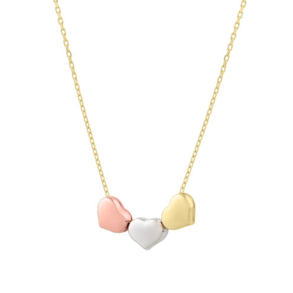 Tri-Color Heart Pendant in 14K Yellow, White and Rose Gold – Image 1 of 4