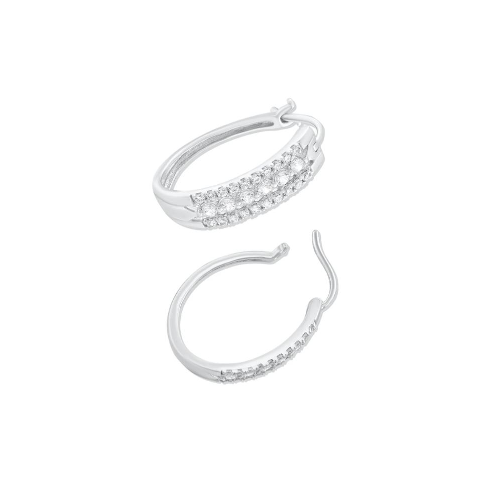 Diamond Multi-Row Hoop Earrings in 10K White Gold (1/2 ct. tw.) – Image 2 of 3