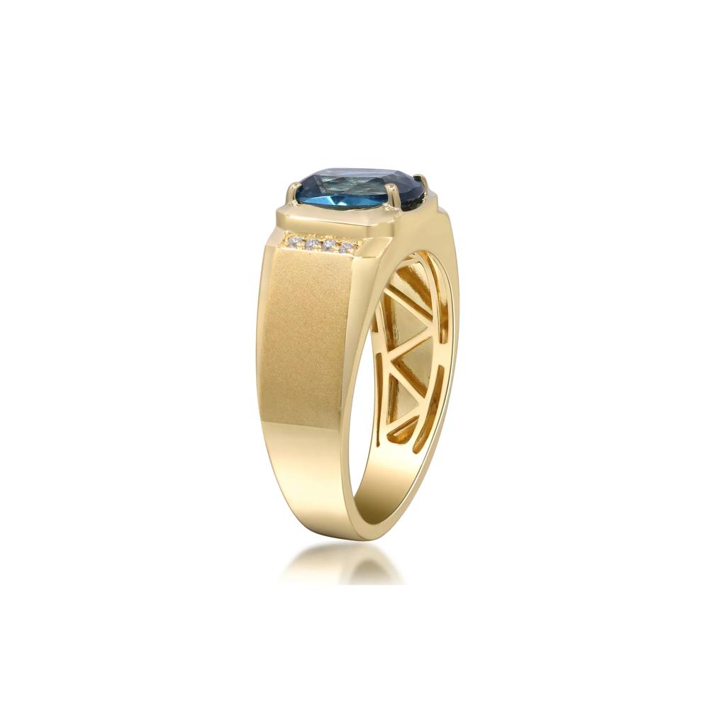London Blue Topaz &amp; Diamond Accent Ring in 14K Yellow Gold – Image 3 of 5