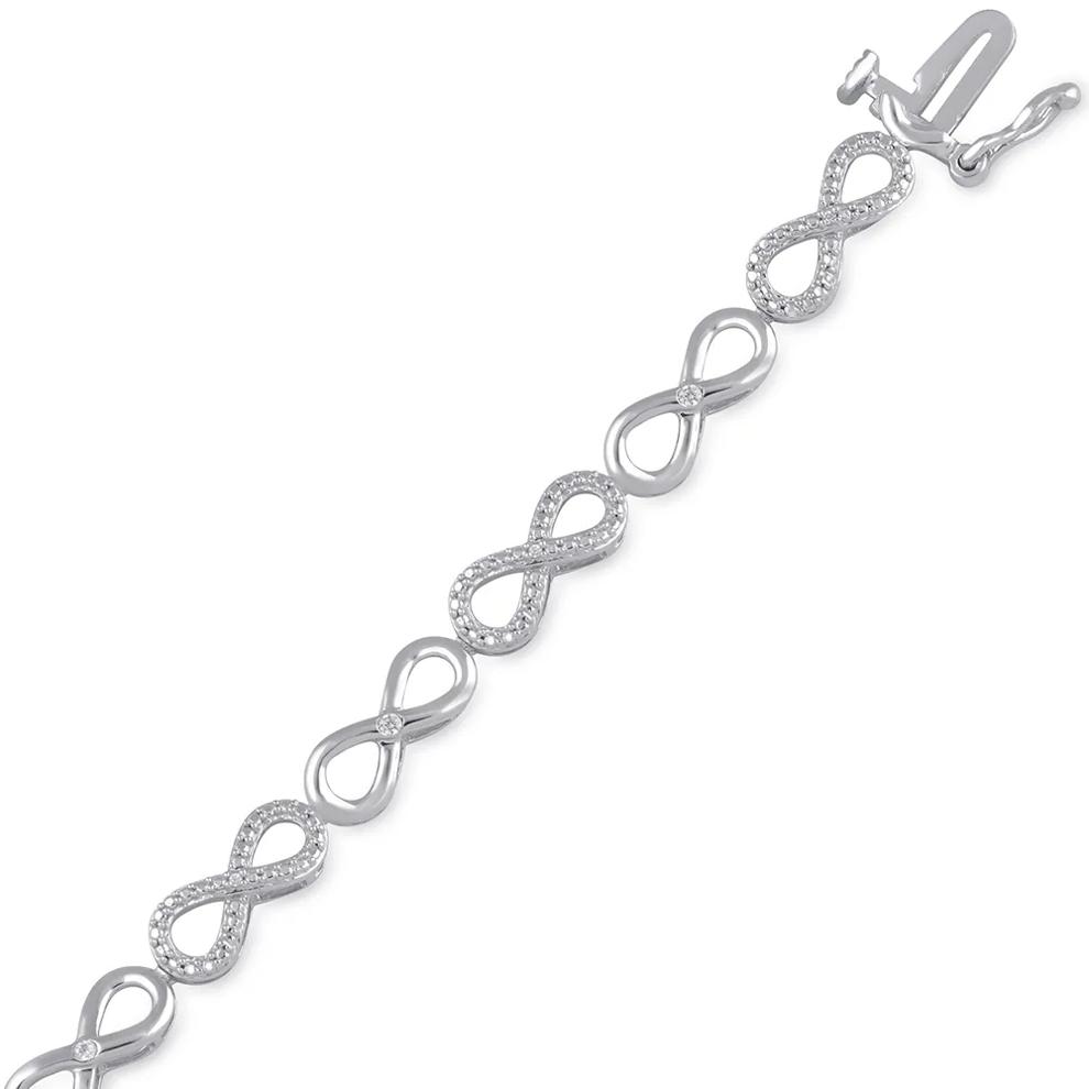 Diamond Infinity Bracelet in Sterling Silver (1/10 ct. tw.) – Image 2 of 2
