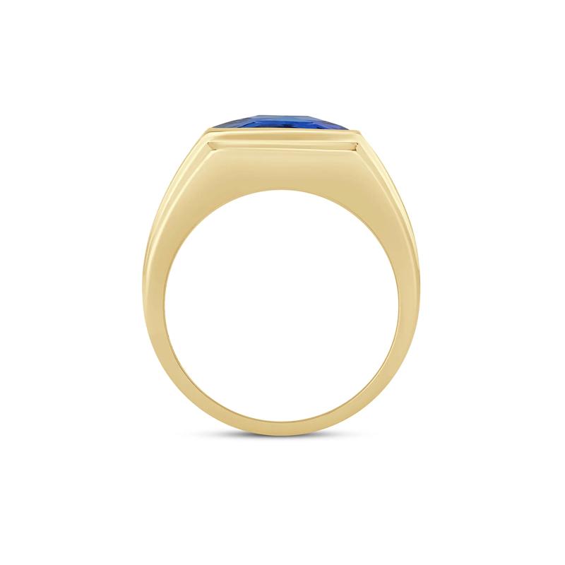 Lab Created Blue Sapphire and Diamond Ring in 10K Yellow Gold &#40;1/7 ct. tw.&#41; – Image 2 of 3