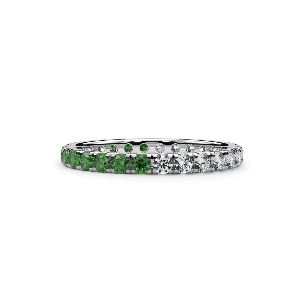Lab Grown Diamond and Lab-Created Emerald Eternity Band in 14K White Gold (1/2 ct. tw.) – Image 1 of 4