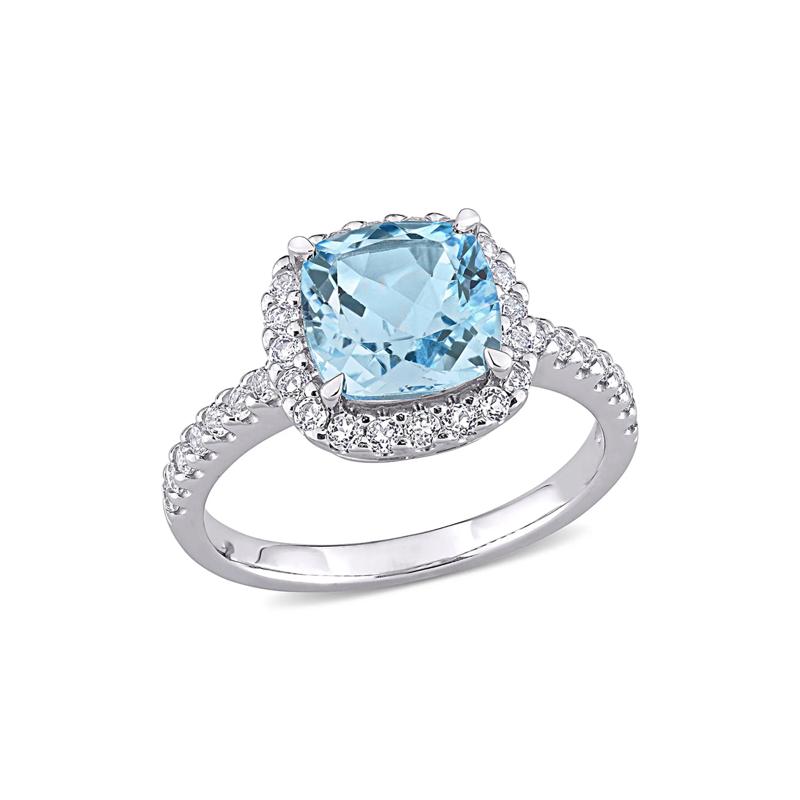 Blue &amp; White Topaz Ring in 10K White Gold – Image 4 of 5