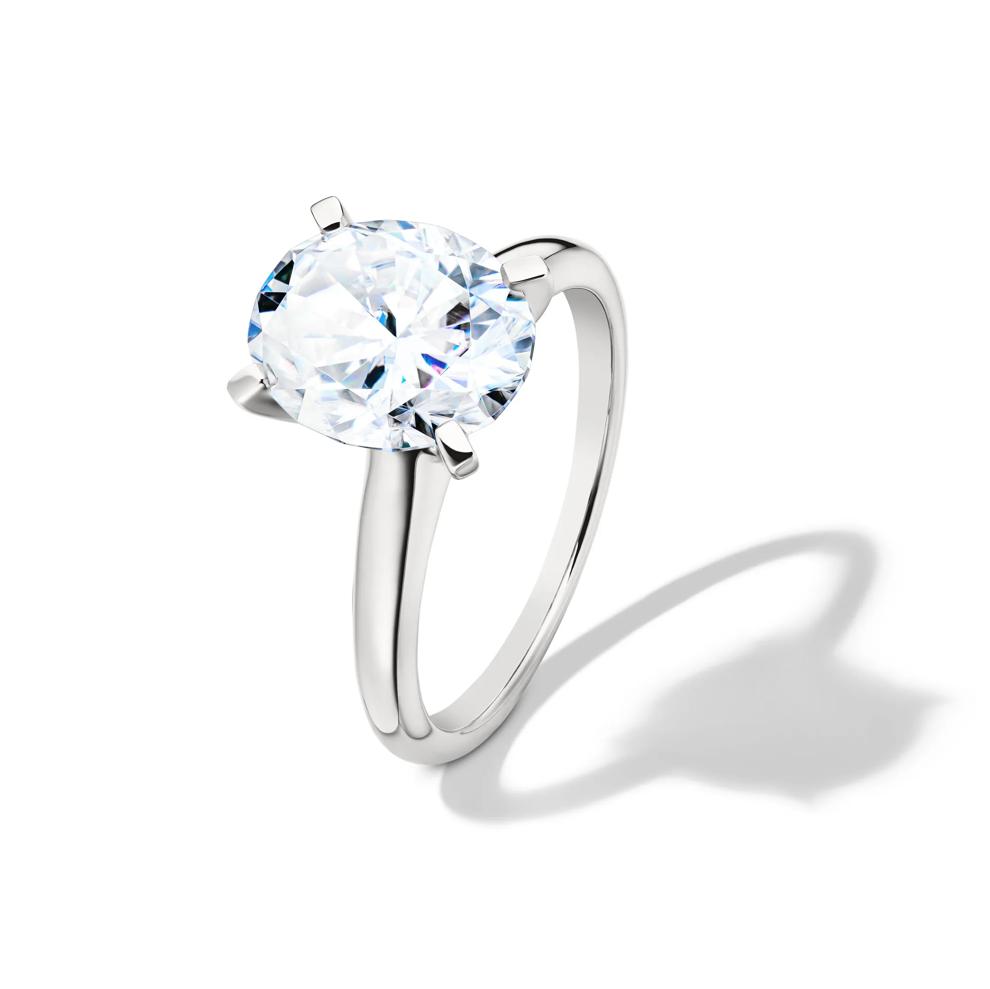 Lab-Created Moissanite Oval Solitaire Ring in 10K White Gold (3 ct. dew) – Image 4 of 4