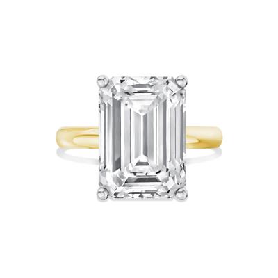 Lab Grown Diamond Emerald-Cut Solitaire Ring in 14K Yellow & White Gold (9 ct.)