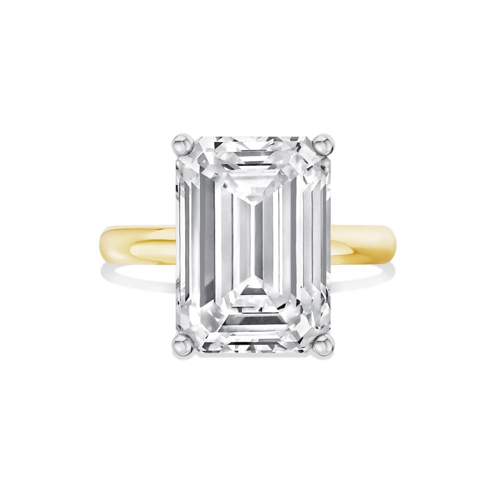 Lab Grown Diamond Emerald-Cut Solitaire Ring in 14K Yellow &amp; White Gold (9 ct.) – Image 1 of 4
