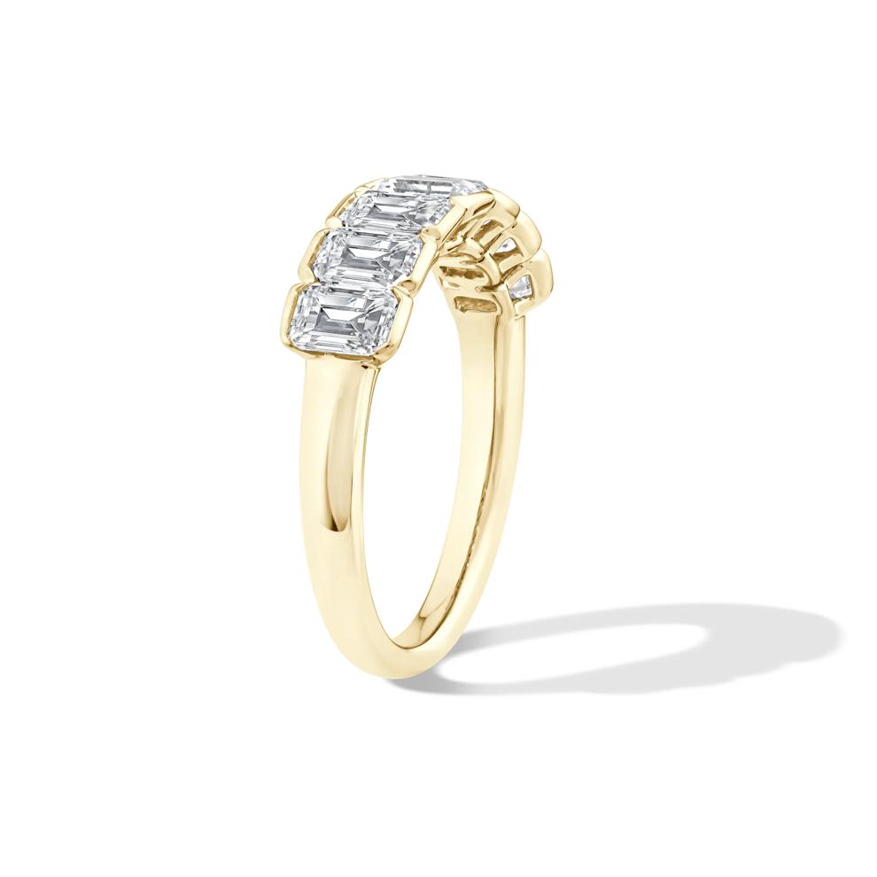 Lab Grown Diamond Emerald-Cut Seven-Stone Half-Bezel Band in 14K Yellow Gold (2 ct. tw.) – Image 3 of 4