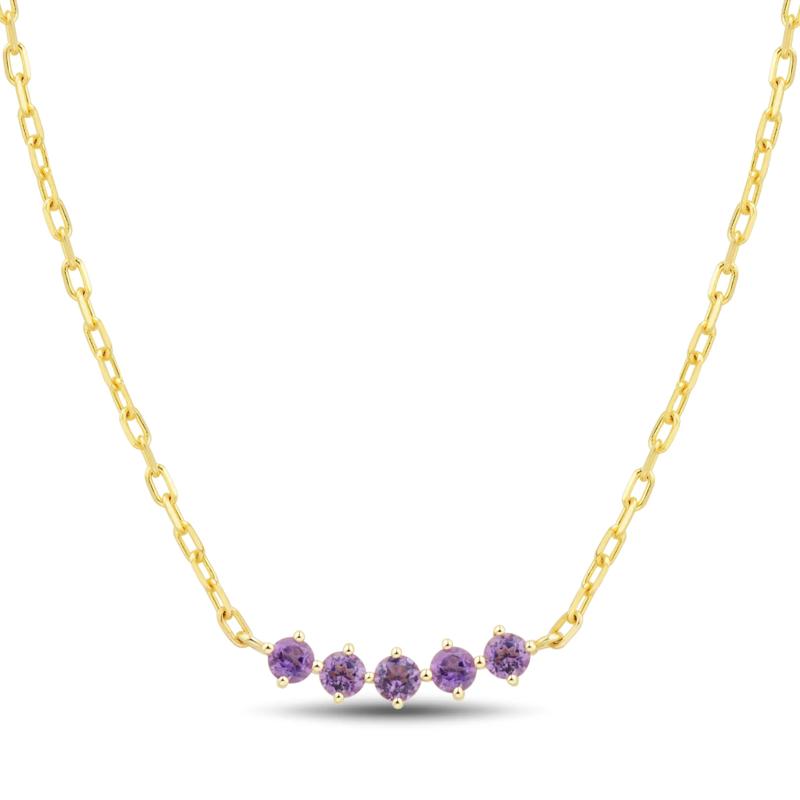 Amethyst Five-Stone Necklace in 10K Yellow Gold – Image 1 of 3
