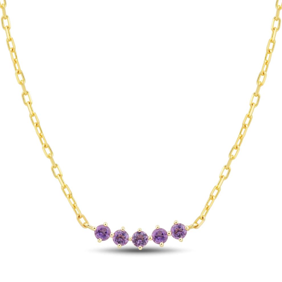 Amethyst Five-Stone Necklace in 10K Yellow Gold – Image 1 of 3