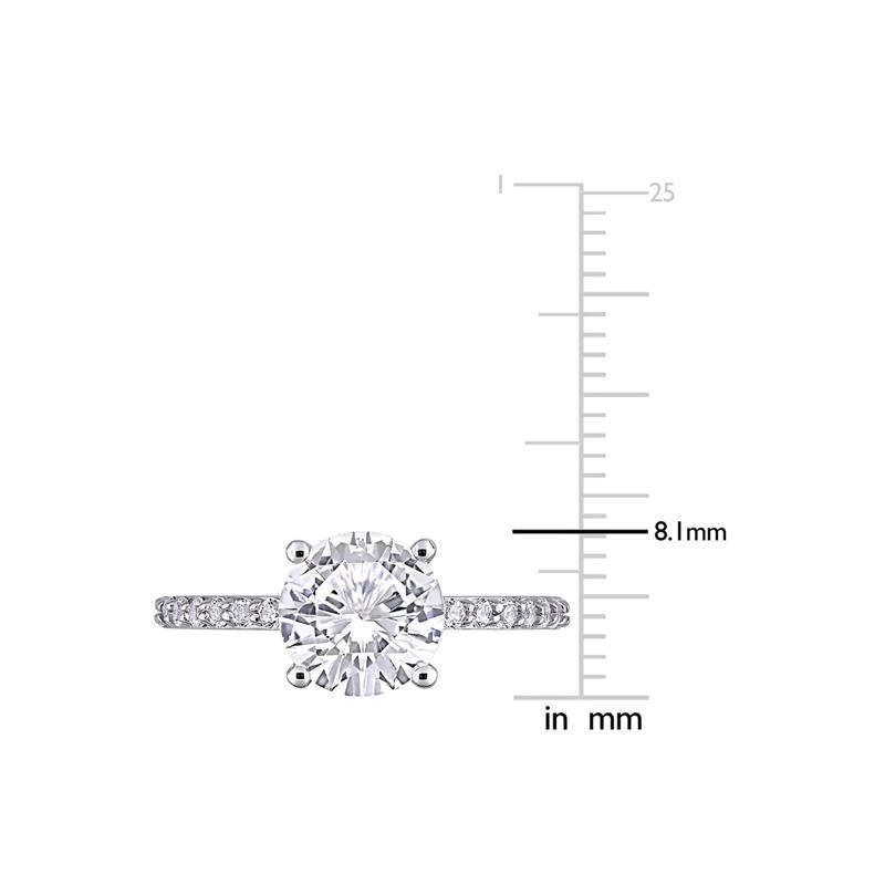 Round Lab Created White Sapphire Ring in 10K White Gold – Image 4 of 6