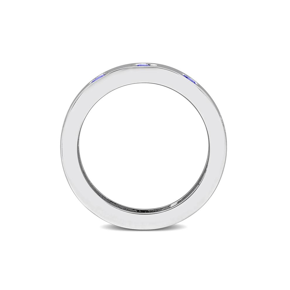 Heart-Shaped Lab-Created Blue Sapphire Eternity Band in Sterling Silver – Image 2 of 6