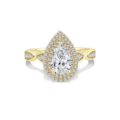 Lab Grown Diamond Pear-Shaped Center Engagement Ring in 10K Yellow Gold (1 3/8 ct. tw.)