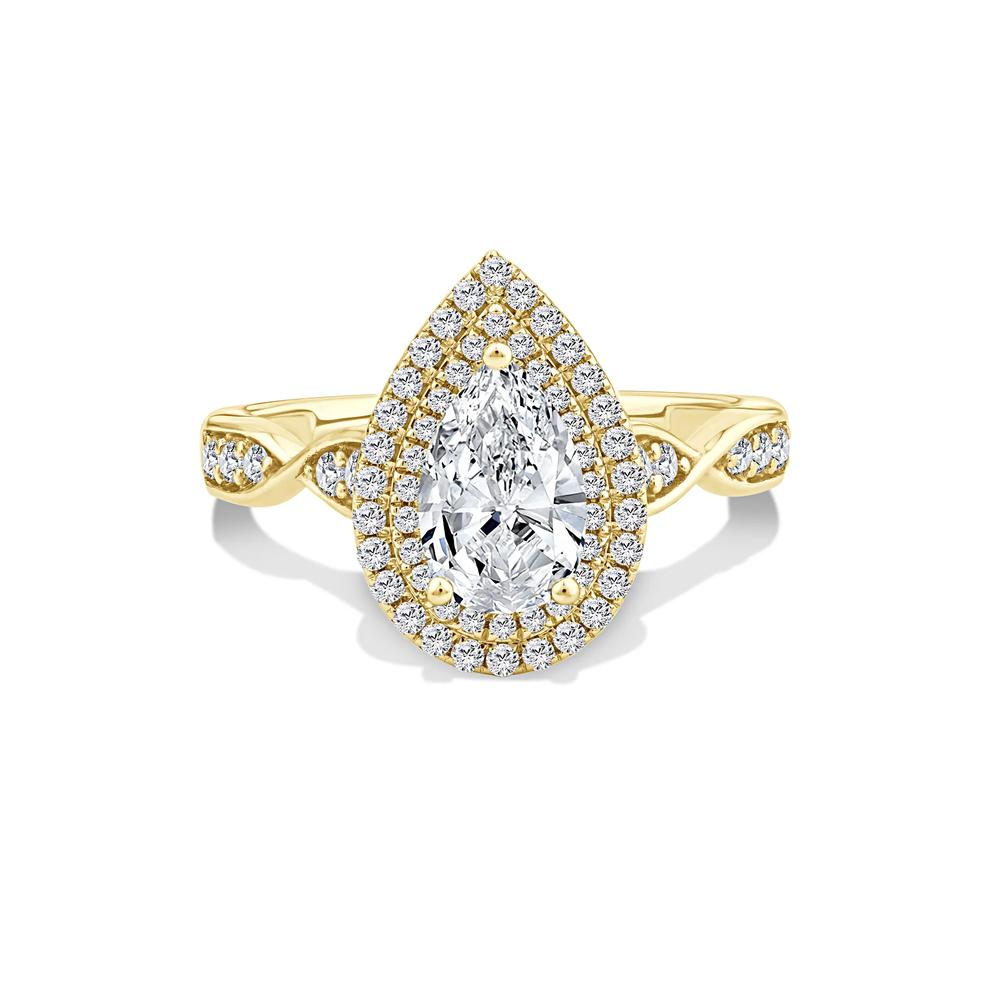 Lab Grown Diamond Pear-Shaped Center Engagement Ring in 10K Yellow Gold (1 3/8 ct. tw.) – Image 1 of 4