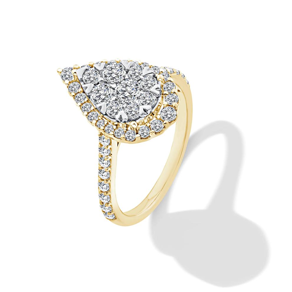 Diamond Pear-Shaped Halo Center Composite Engagement Ring in 10K Yellow Gold (1 1/2 ct. tw.) – Image 4 of 6