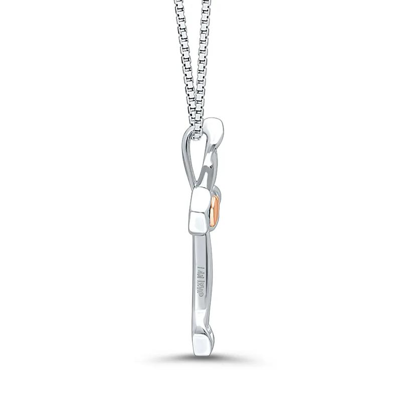Diamond Open Cross &amp; Heart Pendant in Sterling Silver &amp; 14K Rose Gold – Image 2 of 3