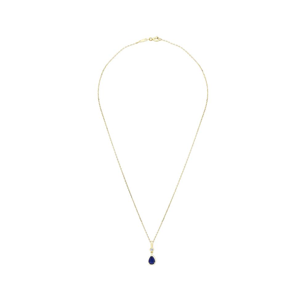 Blue Sapphire &amp; Diamond Accent Pendant Necklace in 10K Yellow Gold – Image 4 of 4