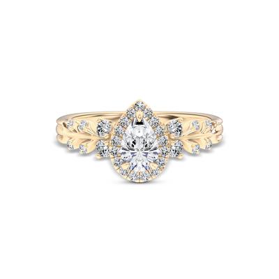 Diamond Pear-Shaped Halo Engagement Ring in 14K Yellow Gold (3/4 ct. tw.)