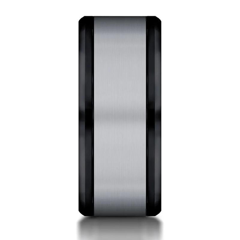 Men&#39;s Grey Titanium Center Band in Black Tantalum, 8MM – Image 3 of 3