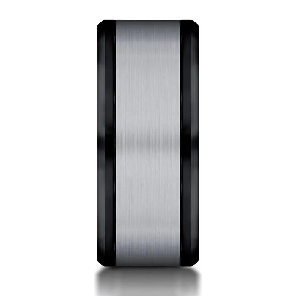 Men's Grey Titanium Center Band in Black Tantalum, 8MM – Image 3 of 3