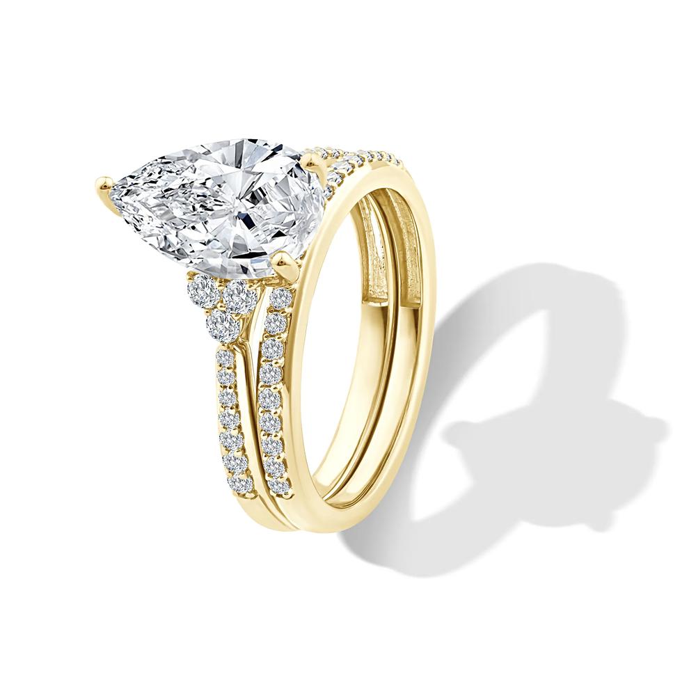 Lab Grown Diamond Pear-Shaped Engagement Set in 14K Yellow Gold (3 ct. tw.) – Image 6 of 6