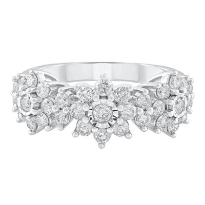 Diamond Flower Anniversary Band in 14K White Gold (1 ct. tw.)