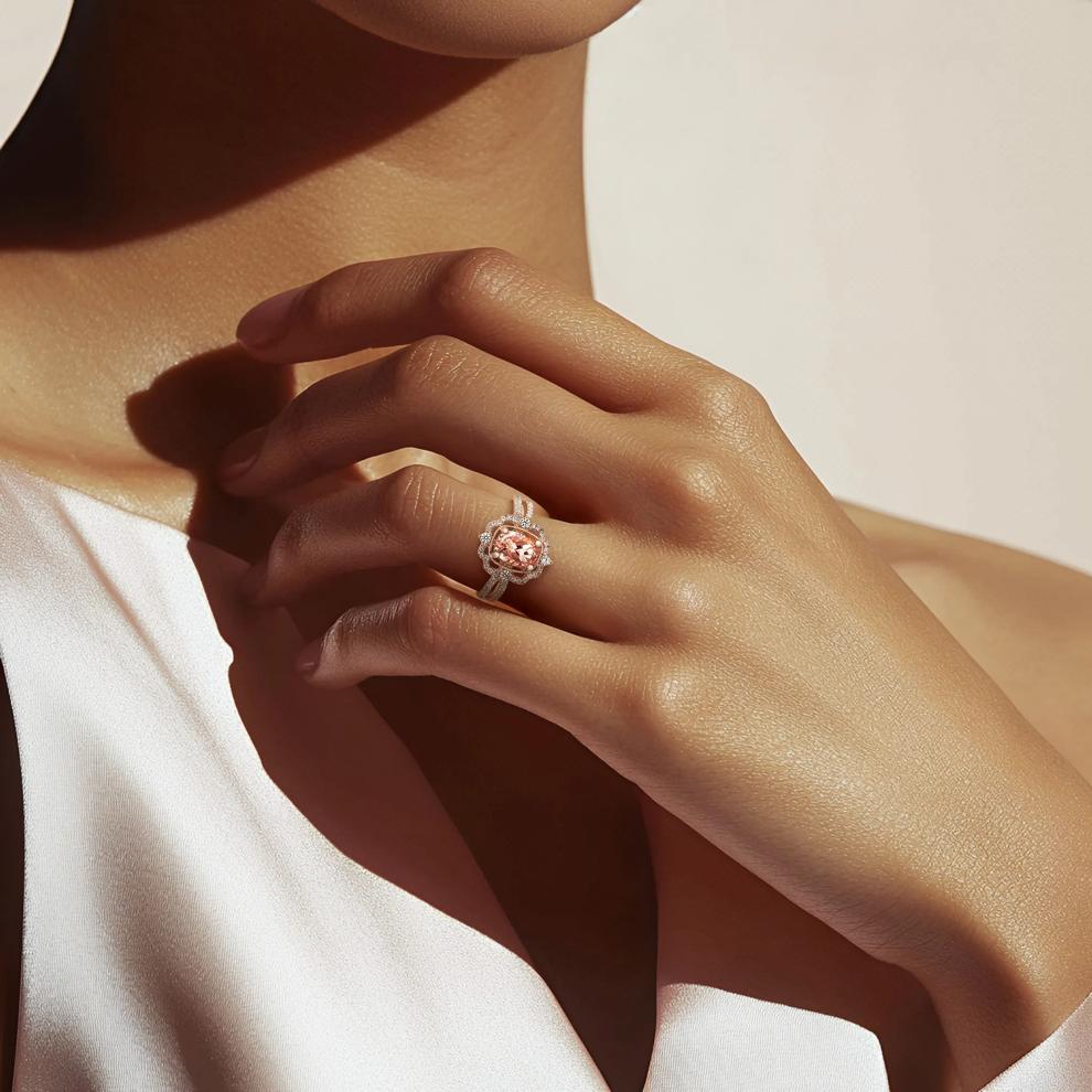 Paulette Morganite &amp; Diamond Engagement Ring in 14k Rose Gold (1/2 ct. tw.)  – Image 4 of 4