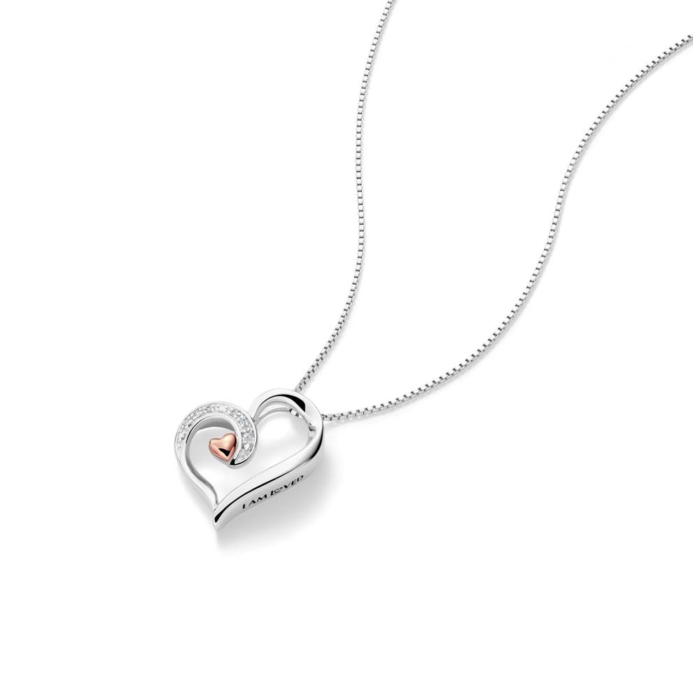 Diamond Heart Shaped Pendant in Sterling Silver – Image 4 of 4