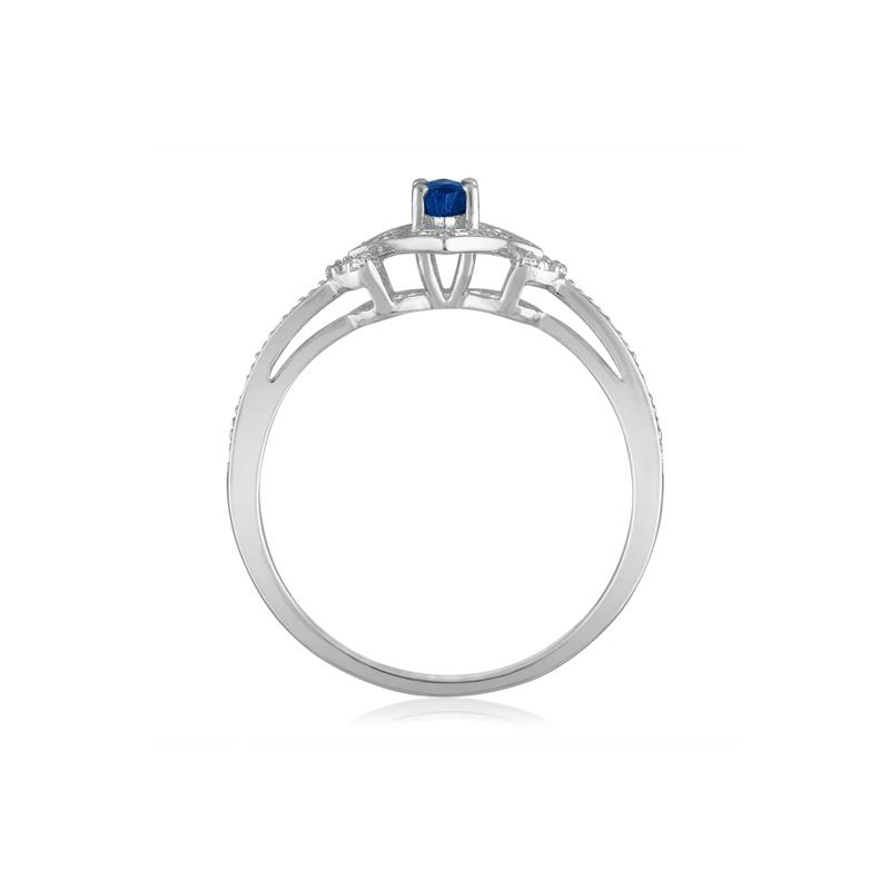 Marquise Blue Sapphire &amp; Diamond Ring in 14K White Gold – Image 2 of 3
