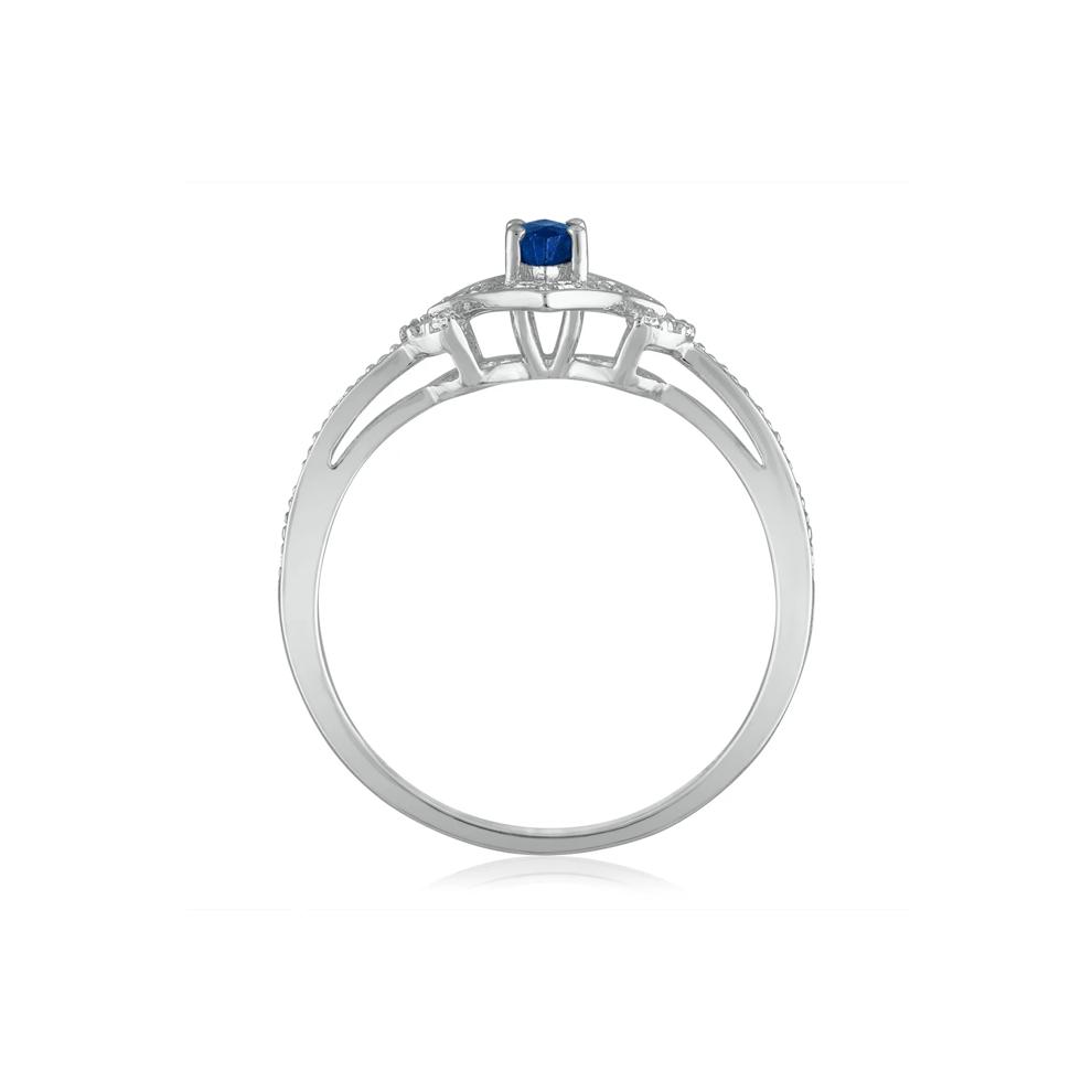 Marquise Blue Sapphire &amp; Diamond Ring in 14K White Gold – Image 2 of 3