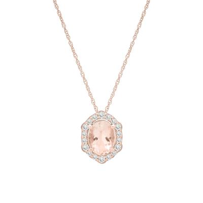 Morganite and Diamond Halo Pendant in 10K Rose Gold (1/4 ct. tw.)
