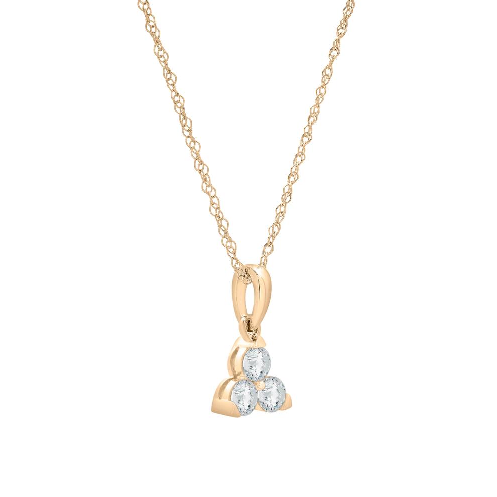 Lab-Created White Sapphire Three-Stone Triangle Birthstone Pendant in 10K Yellow Gold – Image 4 of 4