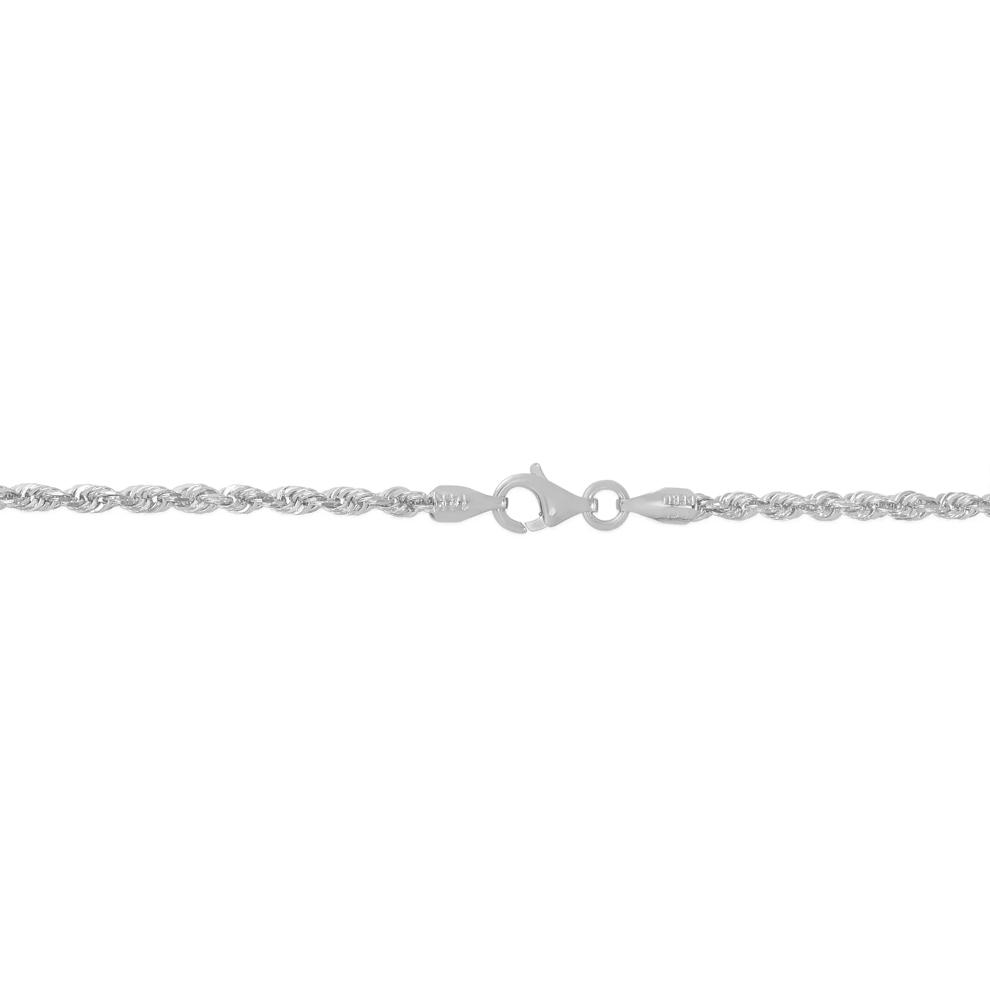 Diamond-Cut Solid Rope Chain in 14K White Gold, 2MM, 24&rdquo; – Image 2 of 3