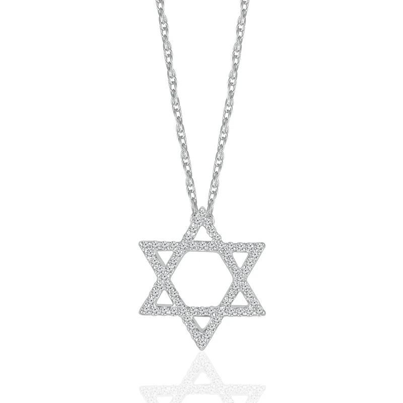 Diamond Star of David Pendant in 10K White Gold &#40;1/10 ct. tw.&#41; – Image 1 of 2
