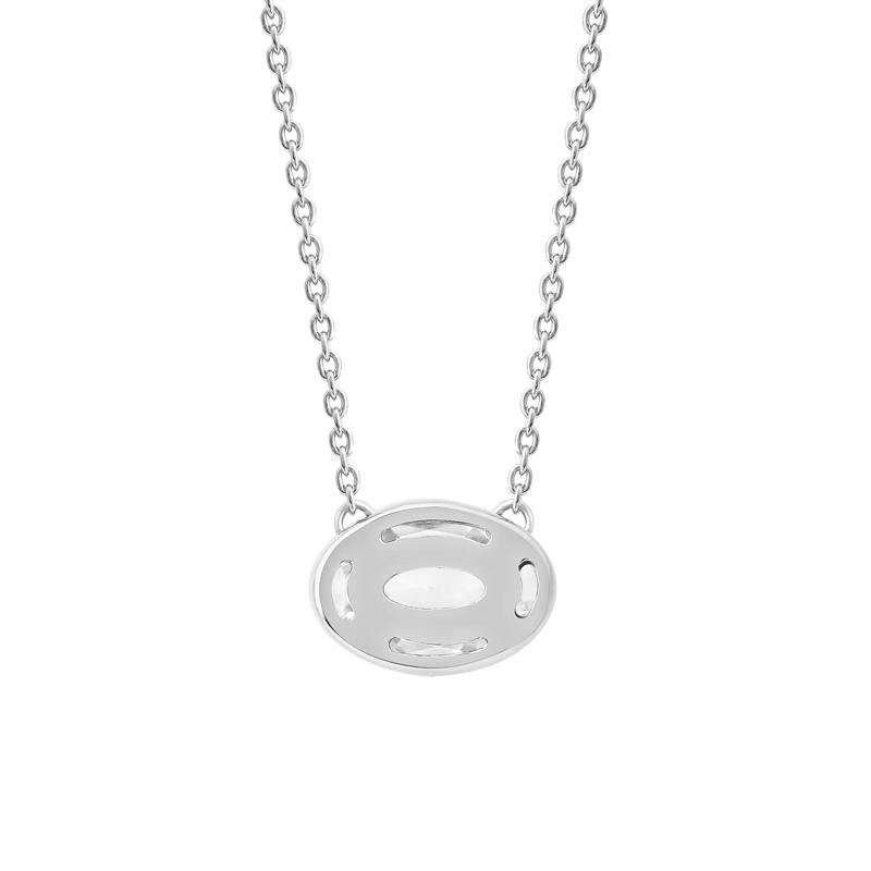 Lab Grown Diamond Oval-Shaped Solitaire Bezel Pendant in 10K White Gold &#40;1 ct. tw.&#41; – Image 3 of 4