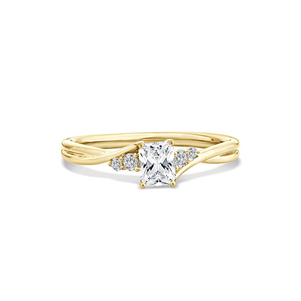 Lab Grown Diamond Radiant Center Twist-Shank Promise Ring in 10K Yellow Gold (1/2 ct. tw.) – Image 1 of 4