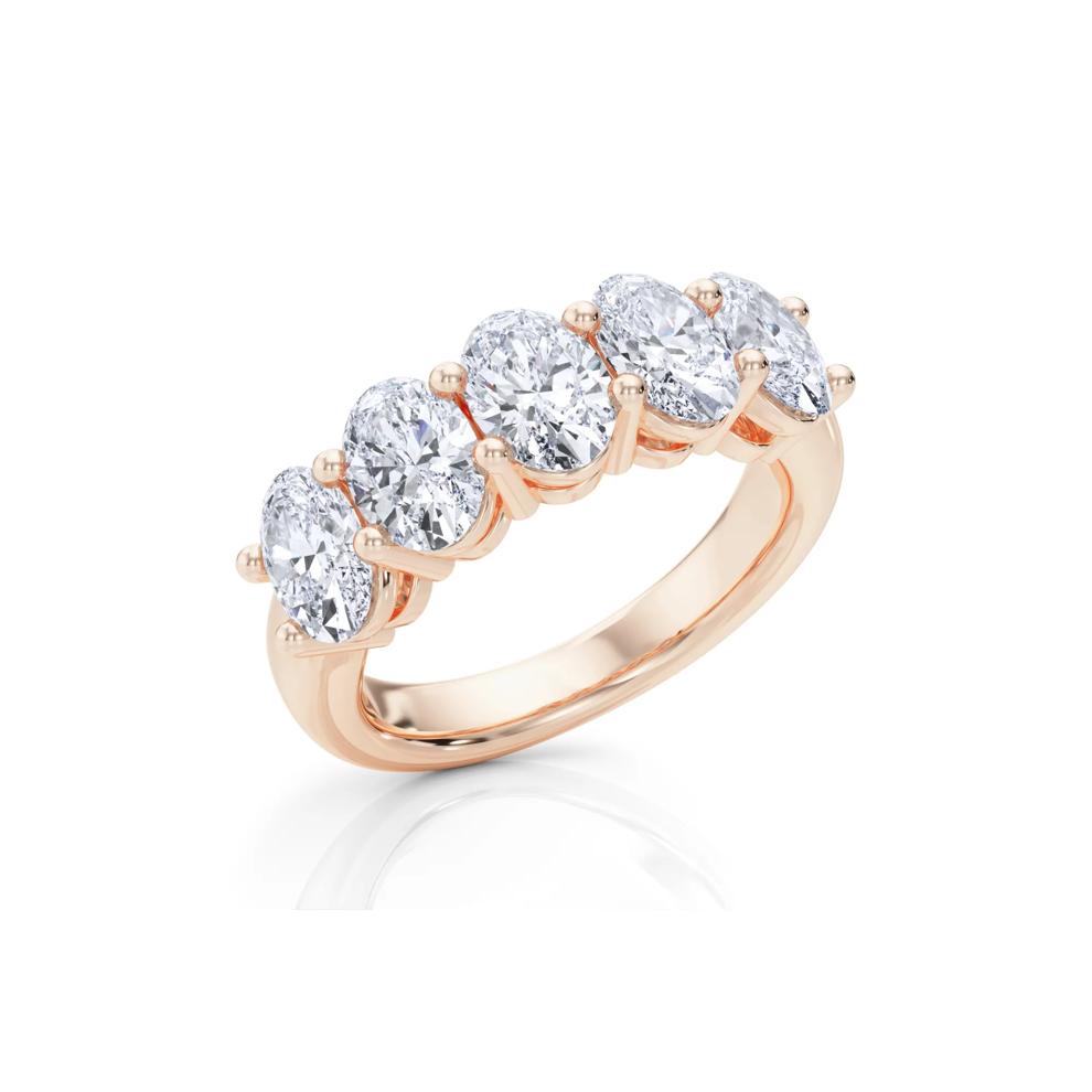 Lab Grown Diamond Five-Stone Anniversary Band in 14K Rose Gold (3 ct. tw.) – Image 5 of 5