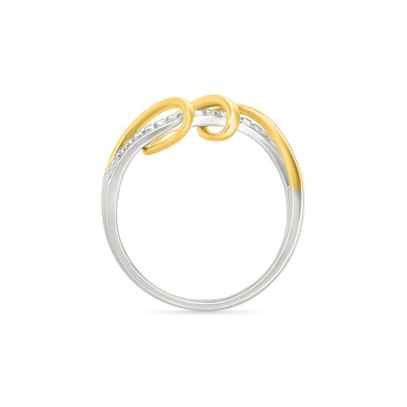 Diamond Twist Ring in Sterling Silver and 10K Yellow Gold (1/8 ct. tw.) – Image 2 of 4
