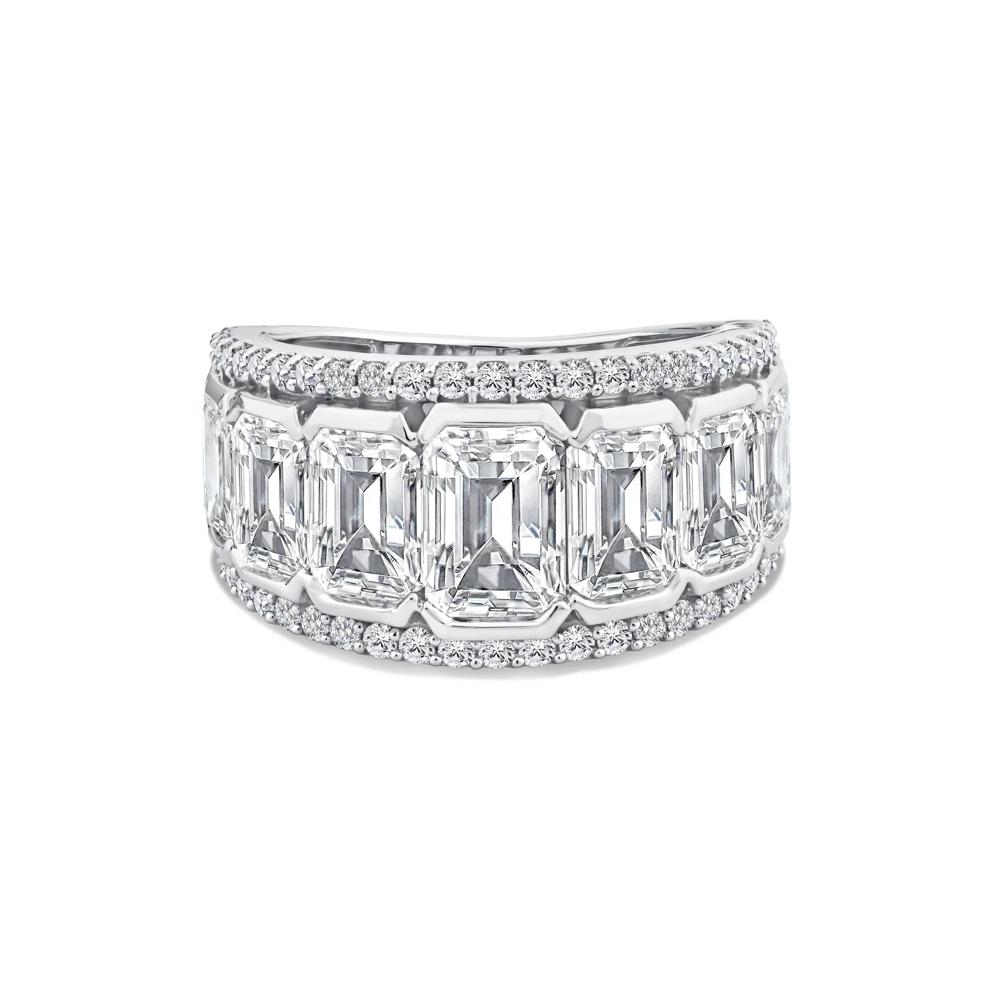 Lab Grown Diamond Emerald-Cut Center Anniversary Band in 14K White Gold (7 ct. tw.) – Image 1 of 4