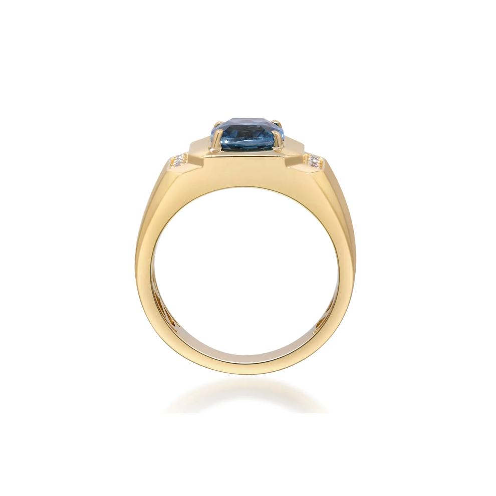 London Blue Topaz &amp; Diamond Accent Ring in 14K Yellow Gold – Image 2 of 5