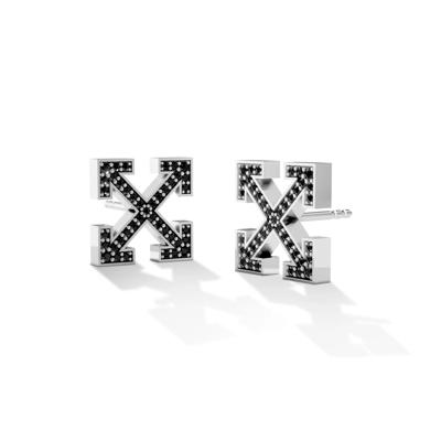 Men's Black Lab Grown Diamond Arrow Design Earrings Stud in Sterling Silver (1/2 ct. tw.)