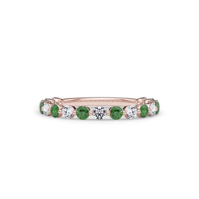 Lab Grown Diamond  & Lab-Created Emerald Half Eternity Anniversary Band in 14K Rose Gold (1/3 ct. tw.)