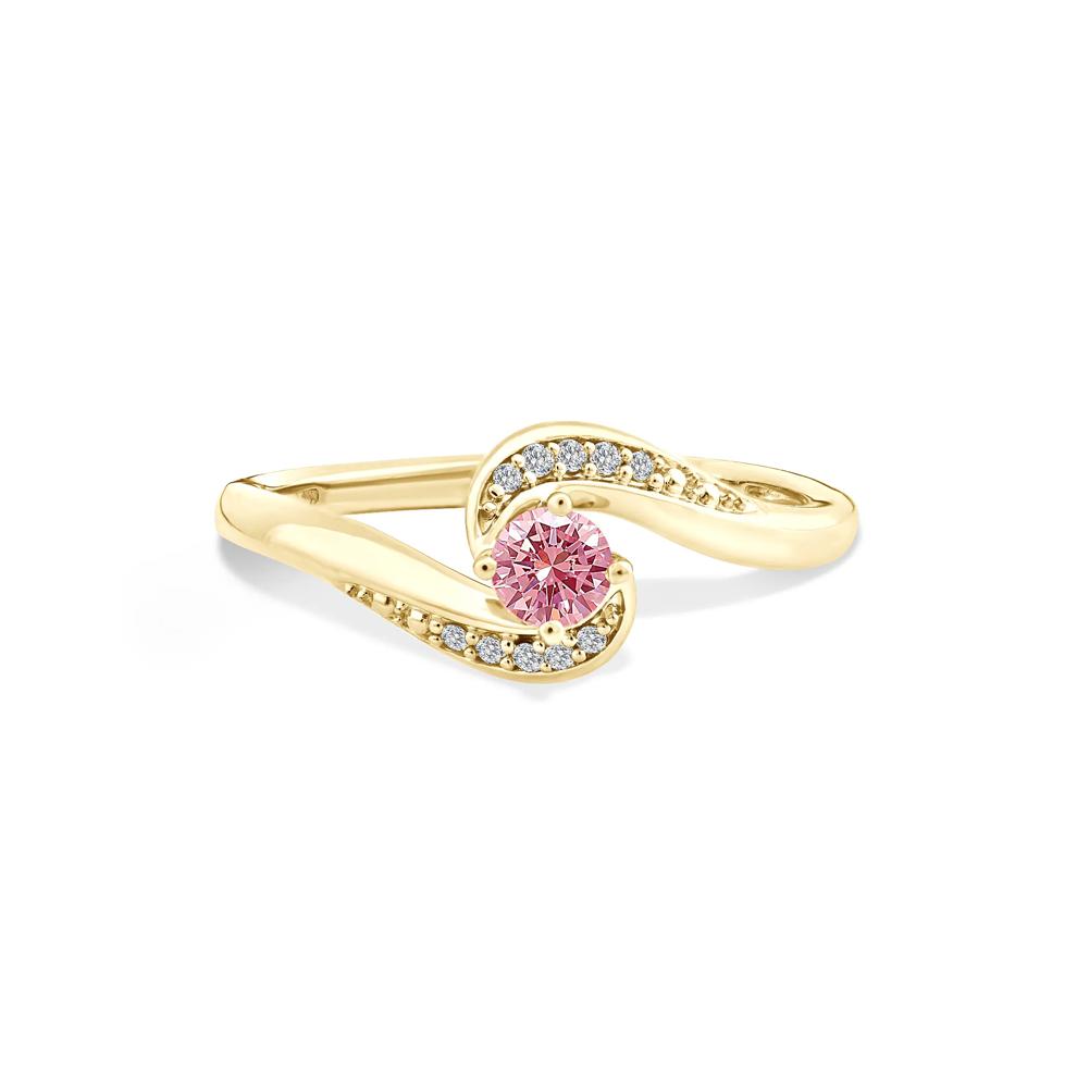 Lab Grown Diamond Pink Promise Ring in 10K Yellow Gold (1/5 ct. tw.) – Image 1 of 4