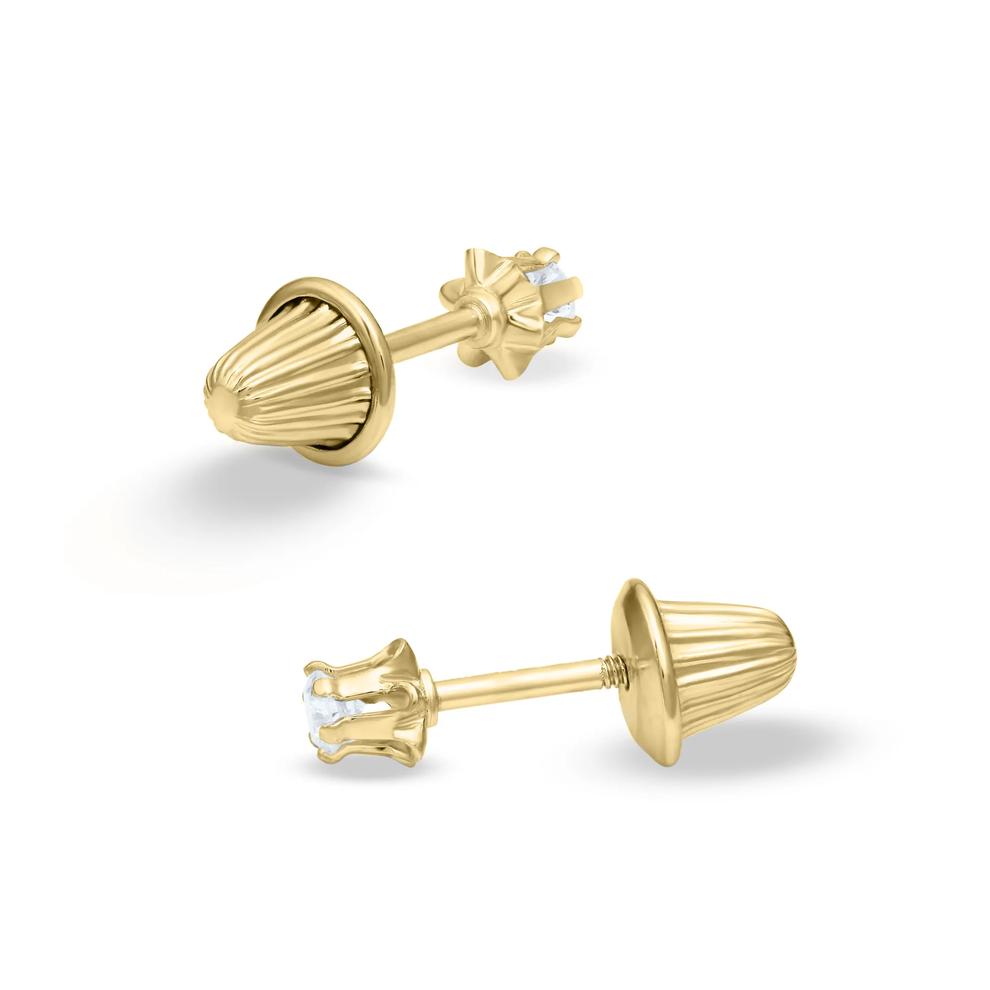 Children's Diamond Accent Stud Earrings in 14K Yellow Gold – Image 2 of 2