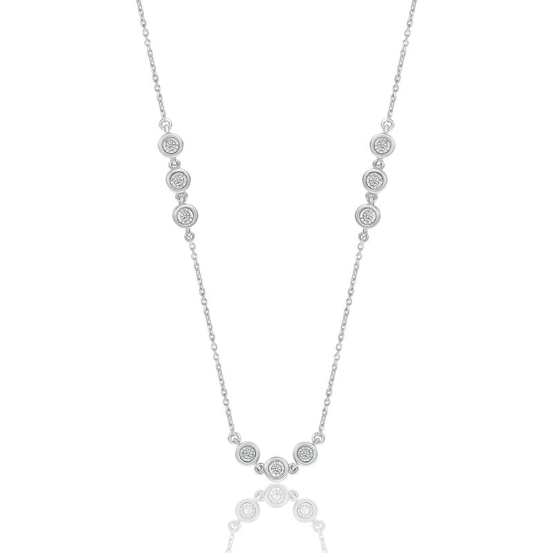 Diamond Bezel Frontal Necklace in Sterling Silver &#40;1/10 ct. tw.&#41; – Image 1 of 2
