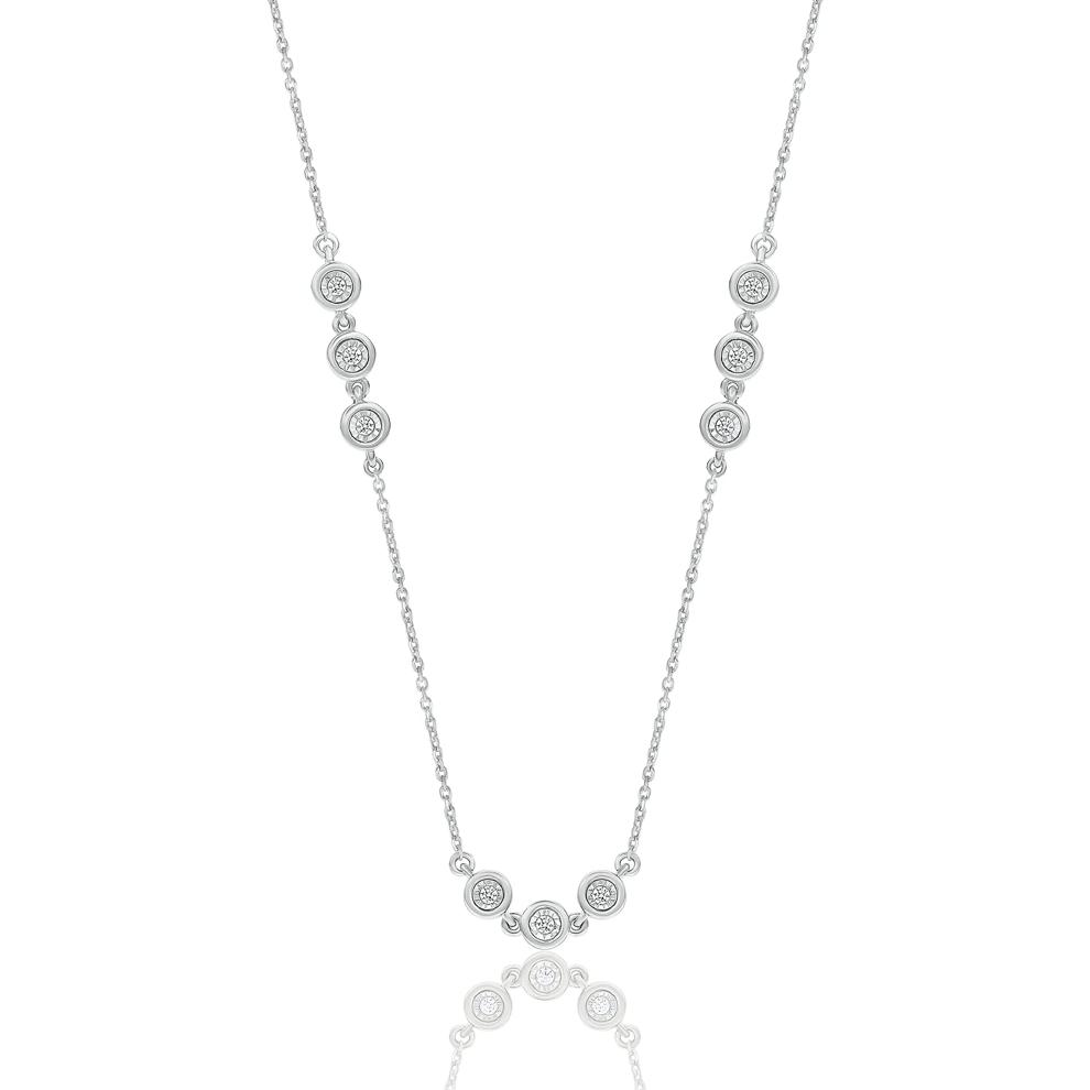 Diamond Bezel Frontal Necklace in Sterling Silver (1/10 ct. tw.) – Image 1 of 2