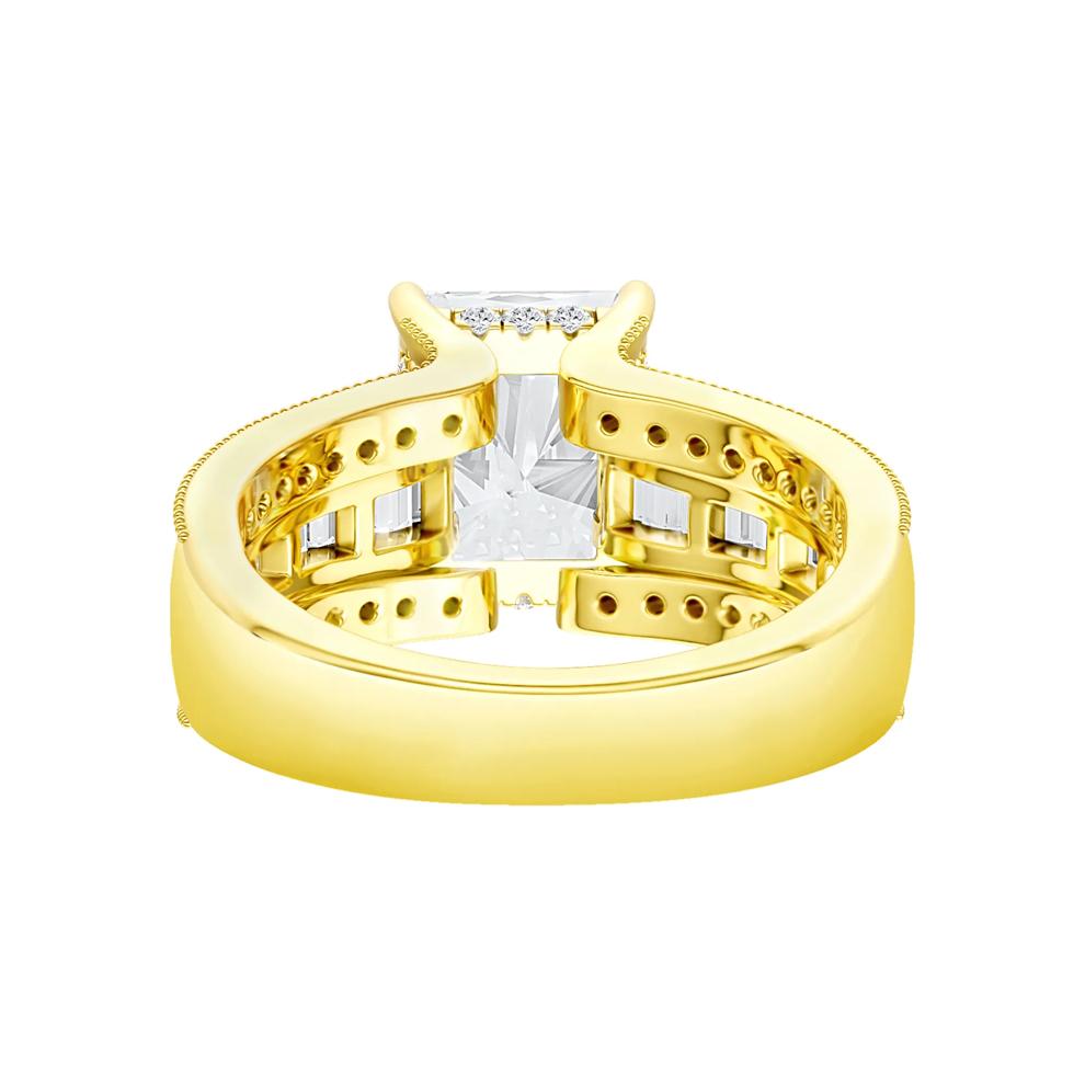 Lab Grown Diamond Radiant-Cut Center Engagement Ring in 14K Yellow Gold (3 3/4 ct. tw.) – Image 4 of 5